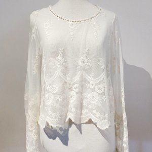 White Lace Bohemian Long Sleeved Top